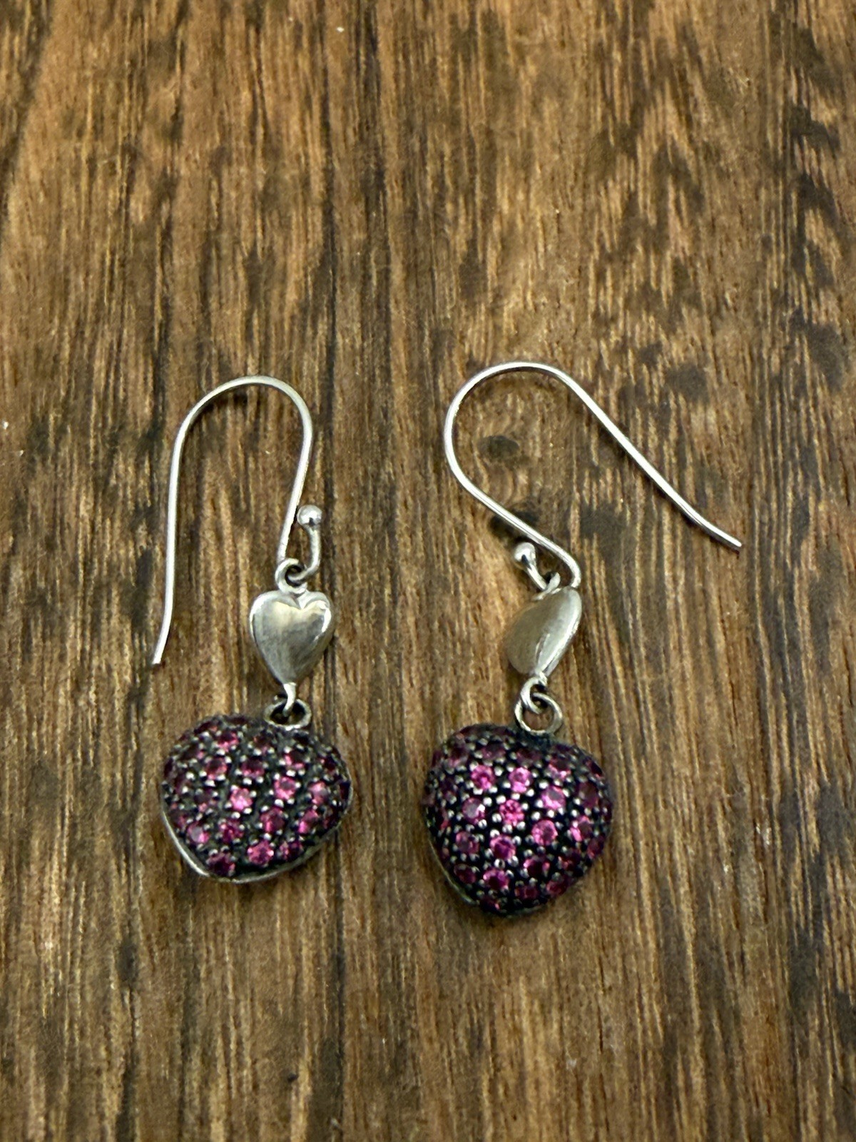 Lab-Created Ruby Heart Earrings Sterling Silver - image 1