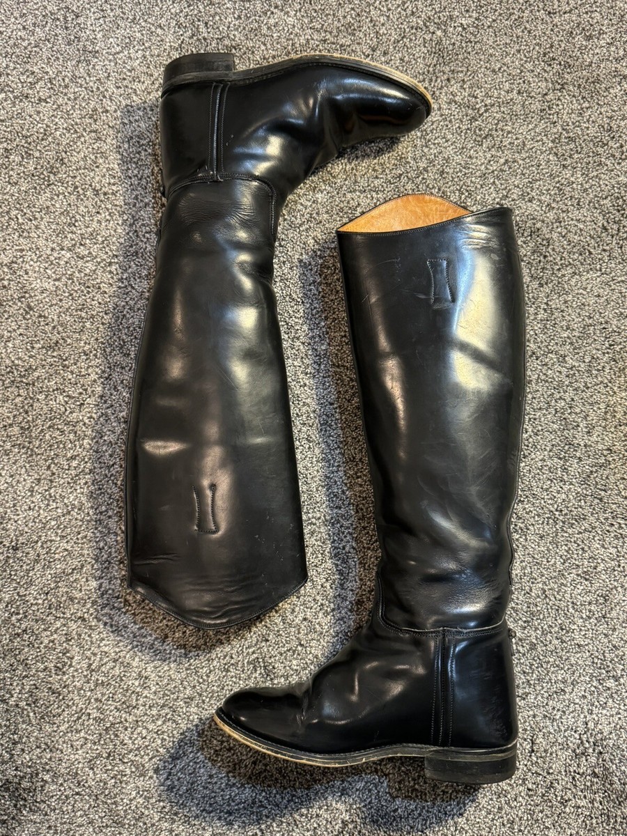Bottes d'équitation vintage en cuir noir Marlborough