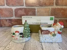 Vintage Santa Chimney Candle Holder Snowman Christmas Tree Candle Holder