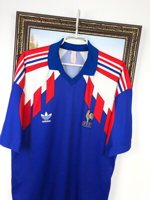 France Home football shirt 1990 Soccer Adidas Jersey Mens National