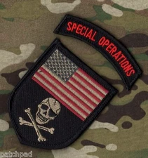DAESH WHACKER GREEN BERETS US ADVISORS in MOSUL SSI: One-eye Skull + SP OPS Tab