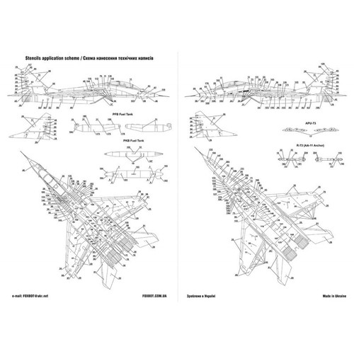 1:32 Foxbot 32-014 Decal Mikoyan MiG29UB Ukrainische Luftwaffe Digital Camouflage - Bild 5 von 24