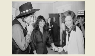 Waylon Jennings Smoking PHOTO President Jimmy Carter Campaign Event, 1980