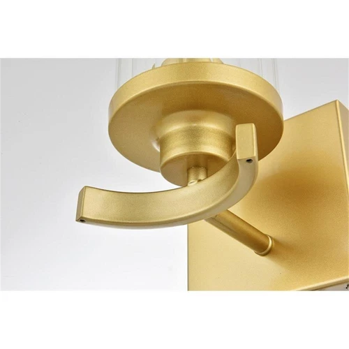 Living District Saanvi 1-Light Iron & Glass Bath Sconce in Brass/Clear - Picture 4 of 5