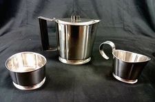 Vintage MCM 5" GENSE SWEDEN Stainless Steel Coffee Serving Pot Sugar Creamer Set
