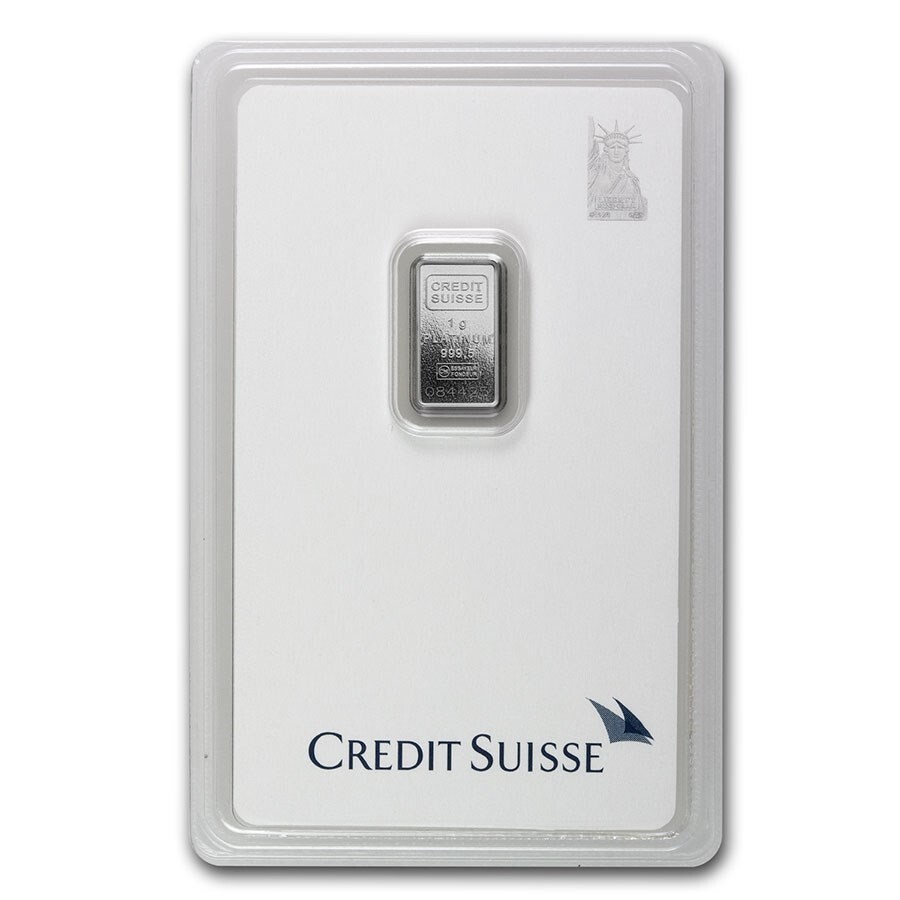 Credit Suisse 1 gram Platinum Bar .999 Fine Platinum Bar With