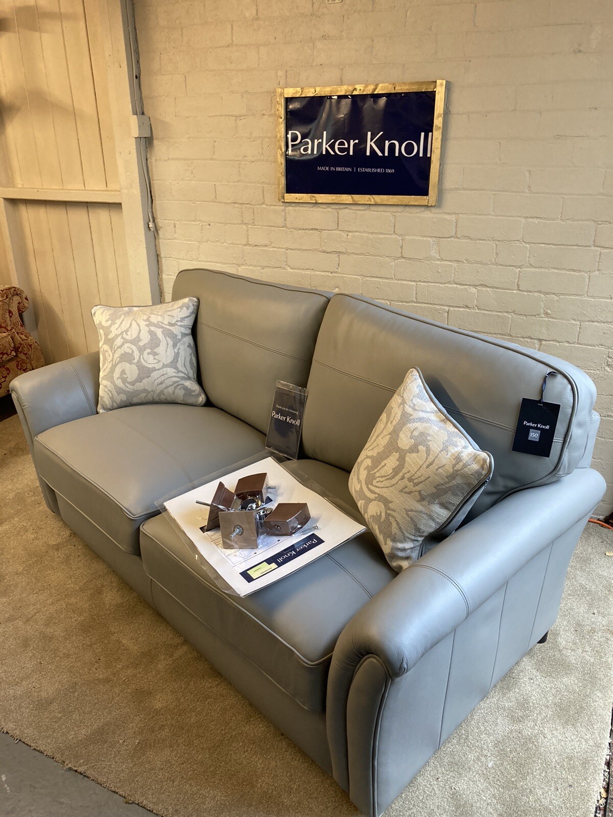 Parker Knoll Devonshire Large 2 Seater Grey Leather Sofa RRP £2895 eBay