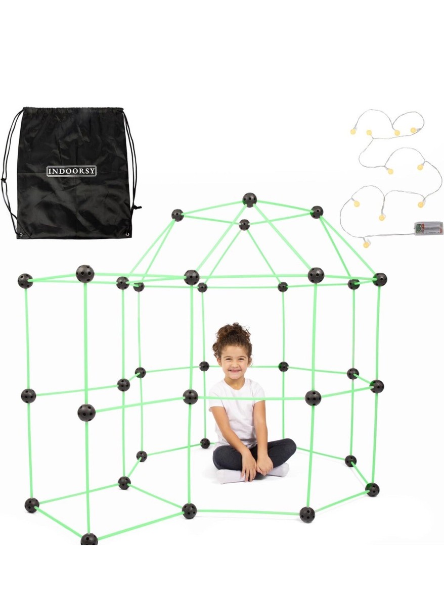 Glow in the Dark Fort Building Kit 100 Pieces Tiny Home Kit for