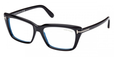 Tom Ford FT5894-B 001 Rectangle Eyeglasses 56mm - Shiny Black Tom Ford Blue Block Eyeglasses TF5894-B 001 Black 56mm  main image 3
