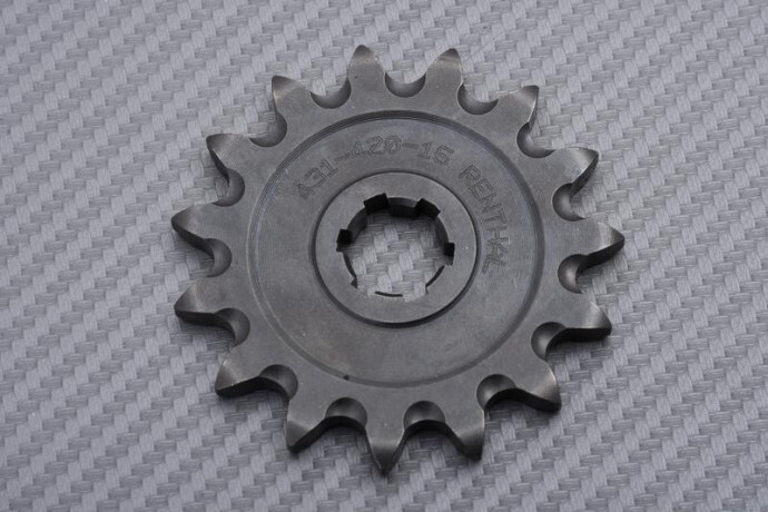 Pignon avant Renthal GP 15 T pas 420 pour réparer la transmission usée de votre KLX110