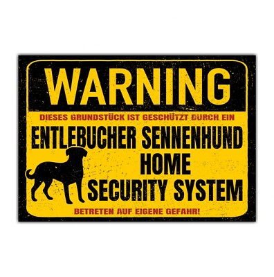 Entlebucher Sennenhund Warning Schild Danger Security System Türschild Hundeschi