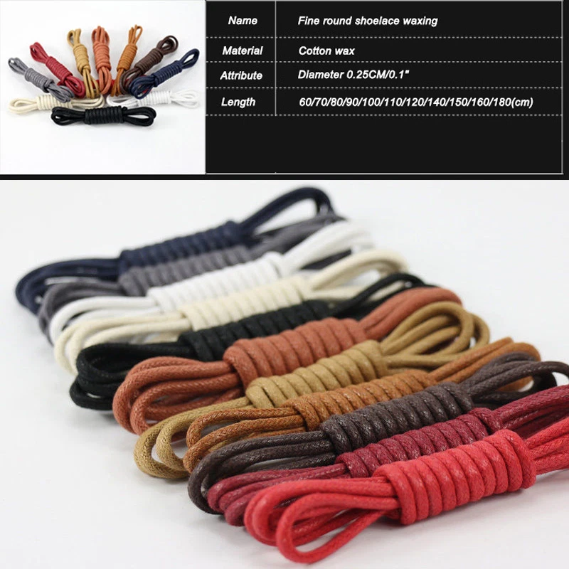 Round Waxed Dress Shoelaces Leather Shoes Strings Boot Sport Shoe Laces Cord