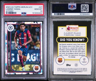 Lamine Yamal rookie Atomic Psa10  39/250 POP 1
