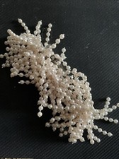 Vintage Faux White Burst of Pearls Barrette Hair Clips Bridal Up-Do 3" EUC