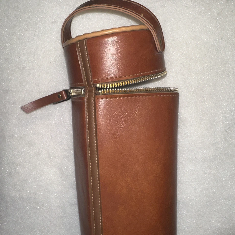 Bolso Termo Vintage Cuero Sintético Años 70 Camping Senderismo Playa Picnic Vino Foto 4 de 4