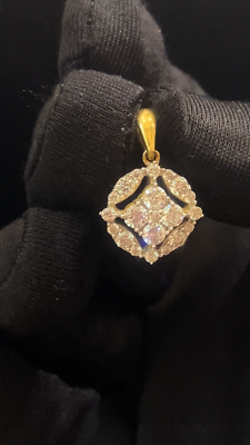 Pendentif En Or 18K Avec Diamant Naturel 1,32 Cts - Halo Rond Brillant - Neuf Avec étiquettes