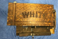 Antique WHITE ROTARY Treadle Sewing Machine Table front panel /drop down mechani