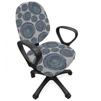 Grau Blau Bürostuhl Schonbezug Spiral Dots