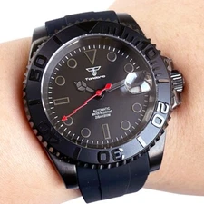 40mm New PVD Matte Black Sapphire Crystal Glass 20ATM Men NH35 Mechanical Watch