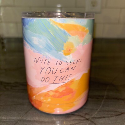 Anthropologie NEW MHN pink stainless steel tumbler Note to Self: You Can Do This