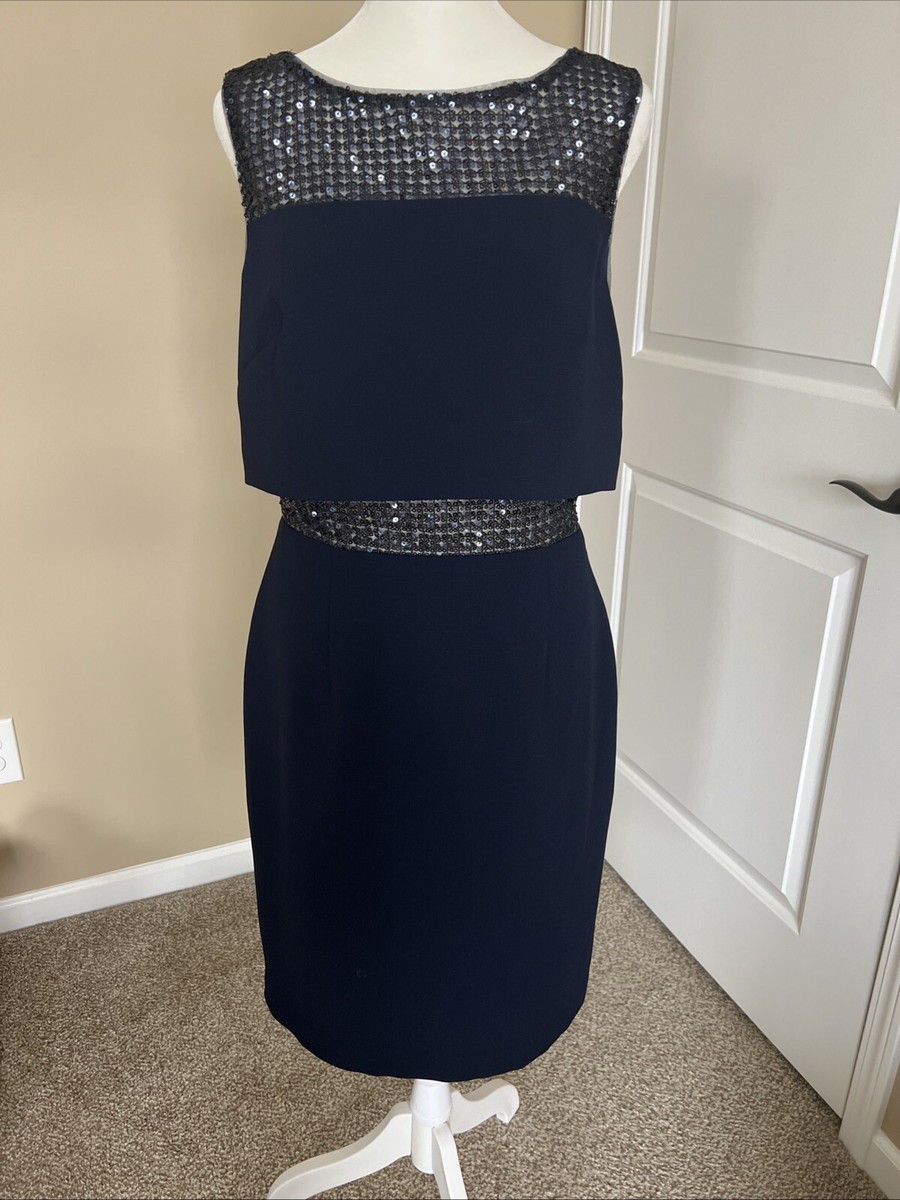 Calvin Klein Women's Navy Blue Sleeveless Cocktail Dress Size 8 Calvin Klein Women's Navy Blue Sleeveless Cocktail Dress Size 8