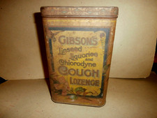 Vintage Tin Metal Can Gibson's Linseed Liquorice Chlorodyne Cough Lozenge
