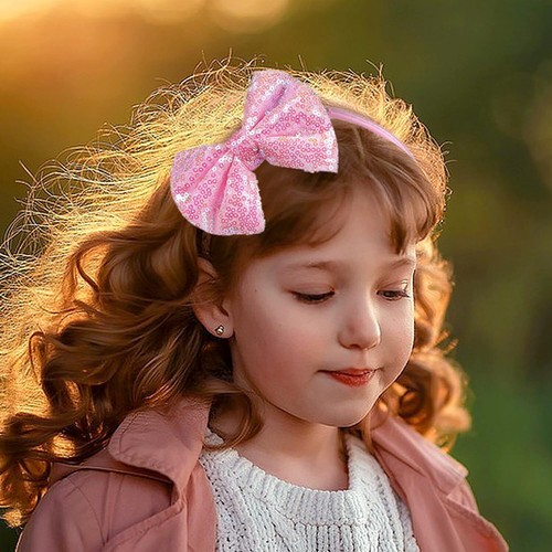 Love Fairy 4.3-Inch Sparkly Sequin Bow Tie Headbands - Boutique Ribbon Bows f... - Picture 2 of 5