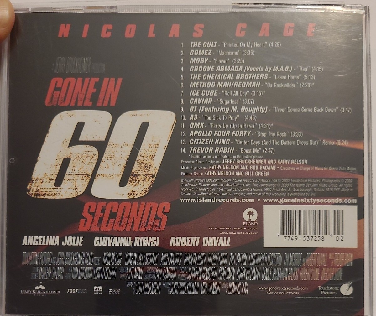 Gone In 60 Seconds Motion Picture Soundtrack CD ( 2000