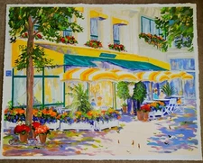 DOROTHY SPANGLER (b. 1928) Pencil SIGNED Cafe Scene Large Serigraph 66/350 WOW!