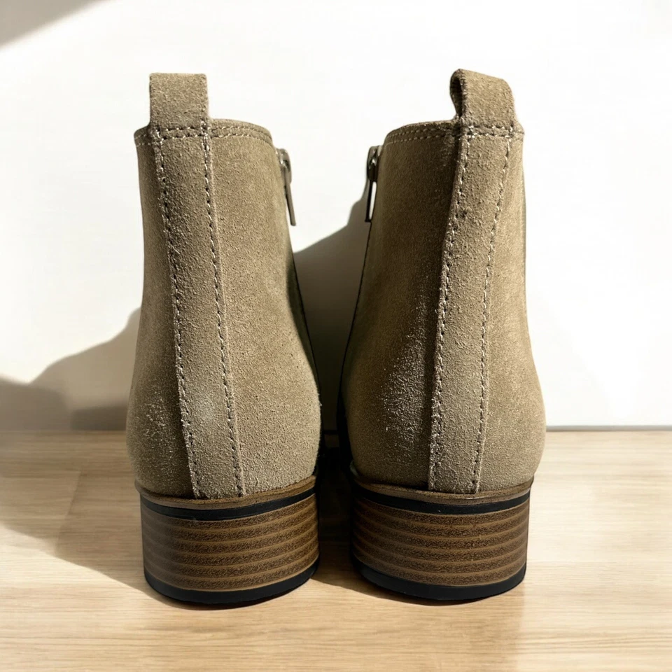 White Mountain Mujeres 10 Botas Gamuza Cuero Cremallera Lateral Botín Tobillo Taupe Comodidad Foto 3 de 4