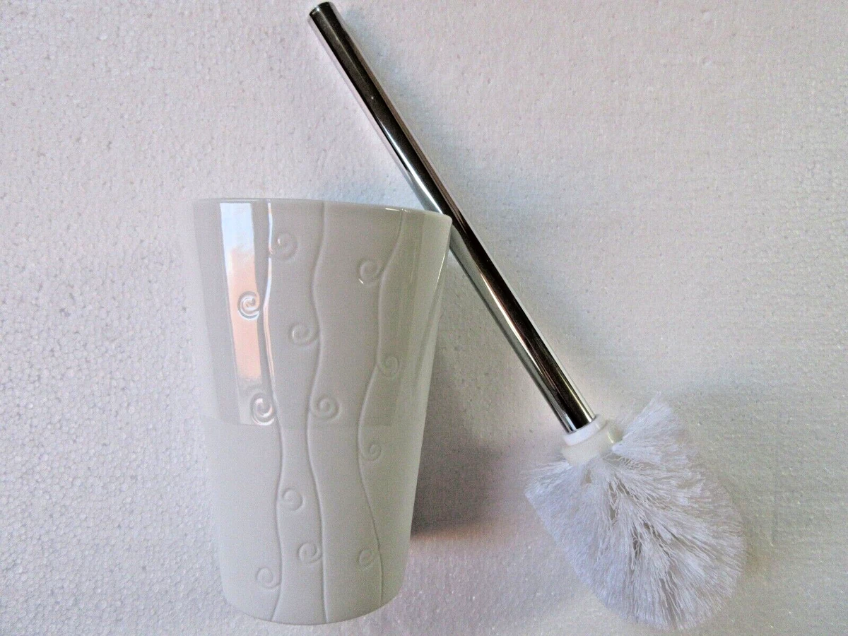 SAINSBURYS WHITE CERAMIC TOILET BRUSH HOLDER BRUSH
