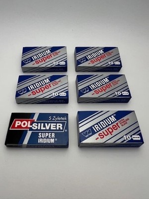 DE Razor Blade Comparison Lot: 5 Polsilver and 50 Wizamet Super Iridium Blades
