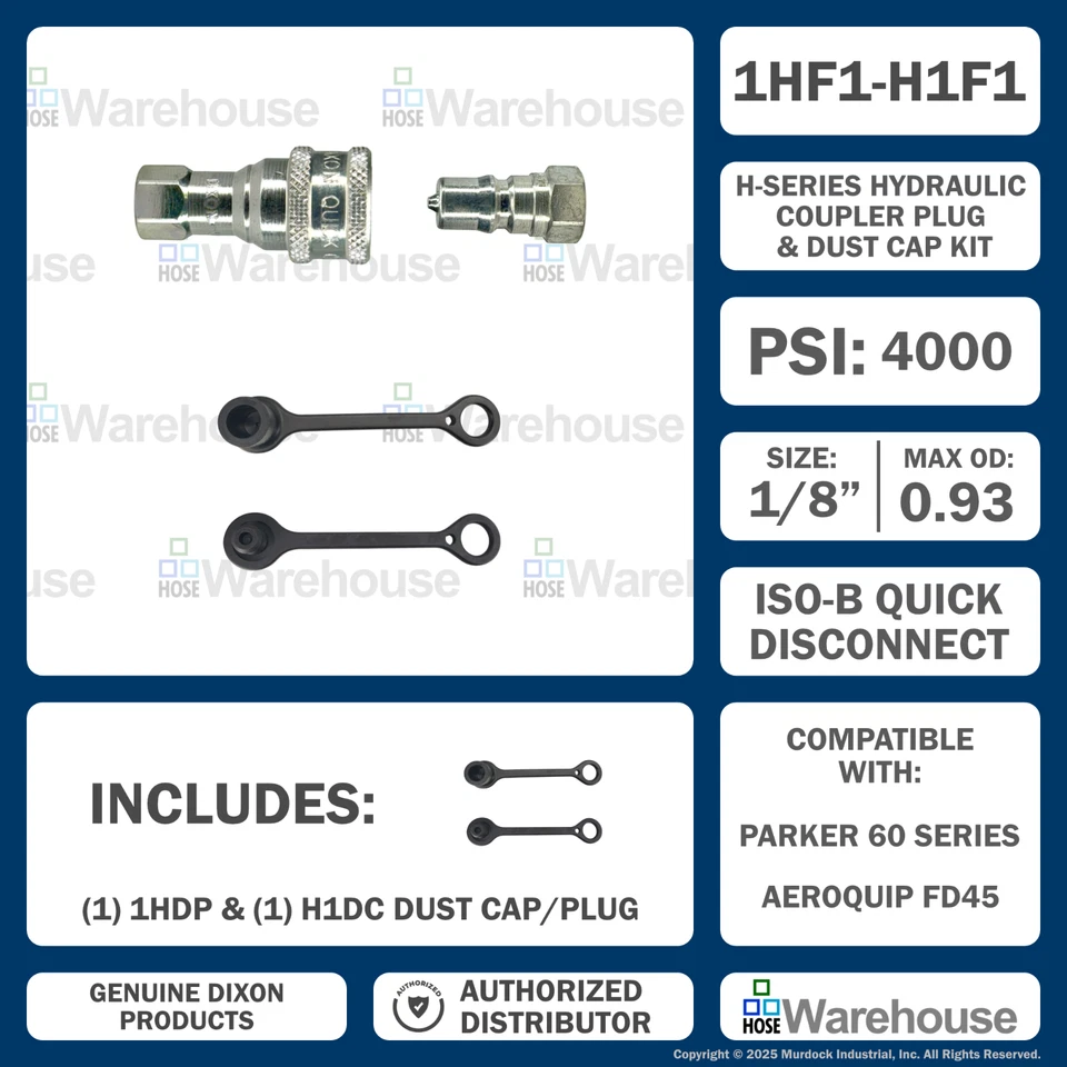 Genuine Dixon H-Series 1/8" ISO-B Kit – 1HF1, H1F1, 1HDP, H1DC, Steel, 4000 PSI - Image 4 of 4