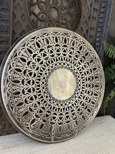 Vintage Pierced Silver Plated Expanding Trivet 10.25”-13.25” image 2