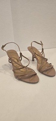 SAM EDELMAN PAISLEE STRAPPY BEIGE PATENT HIGH HEEL SANDAL SIZE 10
