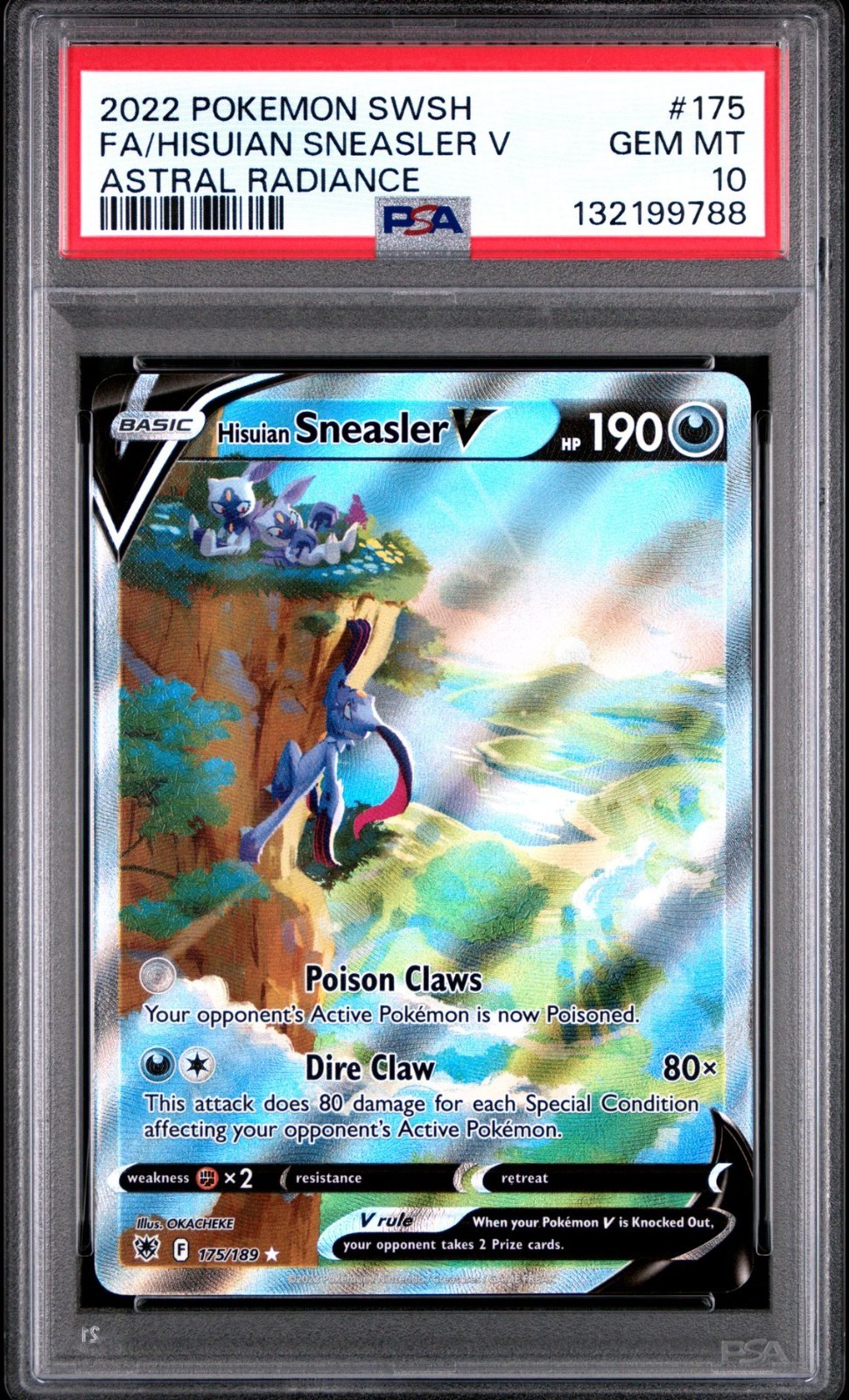 PSA 10 HISUIAN SNEASLER V 175/189 FULL ART ASTRAL RADIANCE POKEMON 🌑