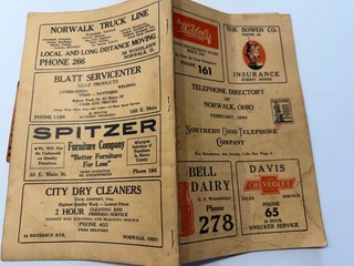 vintage 1944 TELEPHONE DIRECTORY NORWALK OH NORTHERN OHIO TELEPHONE COMPANY