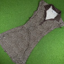 Vintage Just in Thyme Brown White Polka Dot Short Sleeve Midi Dress Sz 16
