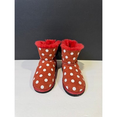 UGG Disney Minnie Mouse Red Boots White Polka Dots Size 11c
