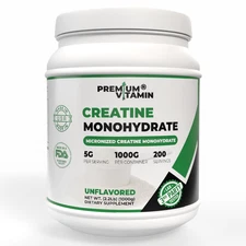 Creatine Monohydrate Powder Muscle gain Micronized 5g per serv 1000g Unflavored