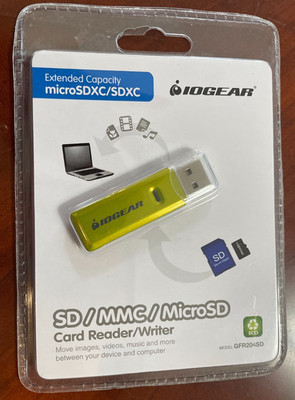 IOGEAR GFR204SD MicroSD, SD, MMC Card Reader/Writer ~ NEW