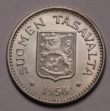 1956 Finland 200 Markkaa Silver Coin KM# 42 AU