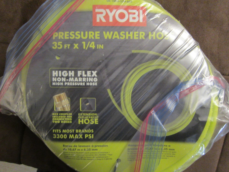 Ryobi Pressure Wash Hose 35 FT X 1/4 In, High Flex 3300PSI US1003-524-651
