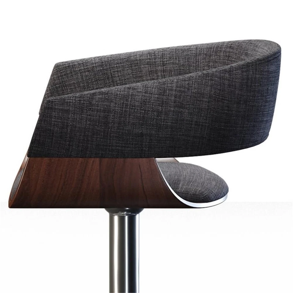 Home Square 3 Piece Adjustable Swivel Fabric Bar Stool Set in Charcoal Gray - Image 4 of 4