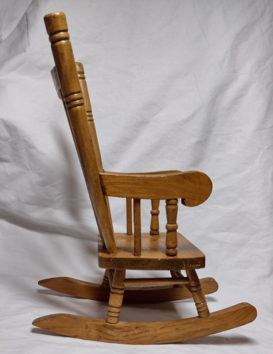 Vintage Handmade 11.5" Wooden Granny Rocking Chair for Dolls & Bears - Picture 6 of 10