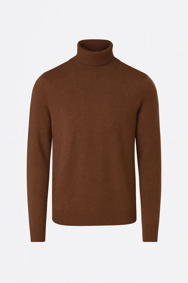 Suéter Pullover Cuello Alto Hombre DeAngelo Manga Larga Chocolate Talla Grande Foto 2 de 4