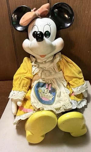 Vintage Minnie Mouse Wind Up Music Figurine Disney Yellow Dress