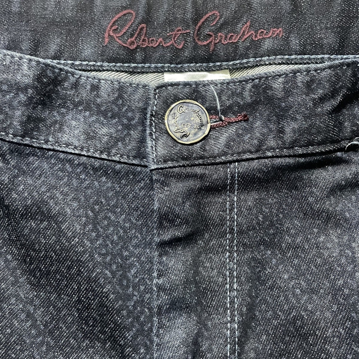 Robert Graham Jeans Men 38x35 Dark Wash Denim Tailor Kipling Straight Geometric View 5