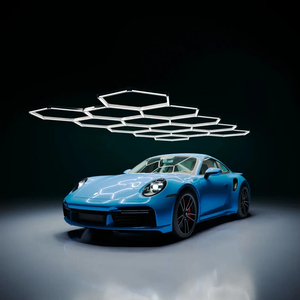 14X  LAMPADA LED ESAGONALE OFFICINA GARAGE PARETE SOFFITTO LUCE ILLUMINAZIONE - Immagine 2 di 2