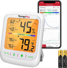 Tempair Bluetooth Hygrometer Thermometer with Large Backlit LCD